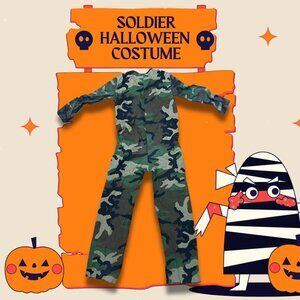 Kids Camouflage Soldier Halloween Costume With Accessories